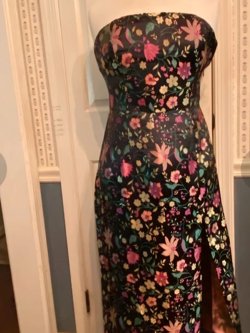 Lulus Strapless Black Floral Cocktail Dress